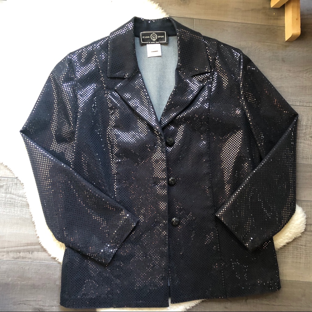 St John Sport By Marie Gray Blue Sequin Jacket S